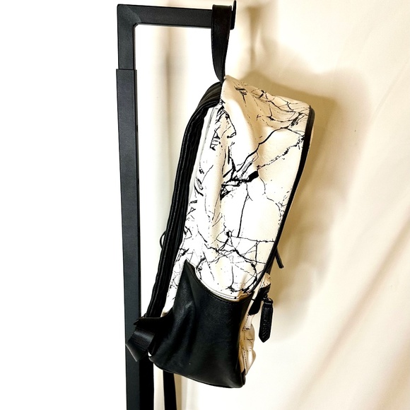 Guess Leather Backpack Black and White Marble Design - Picture 4 of 10